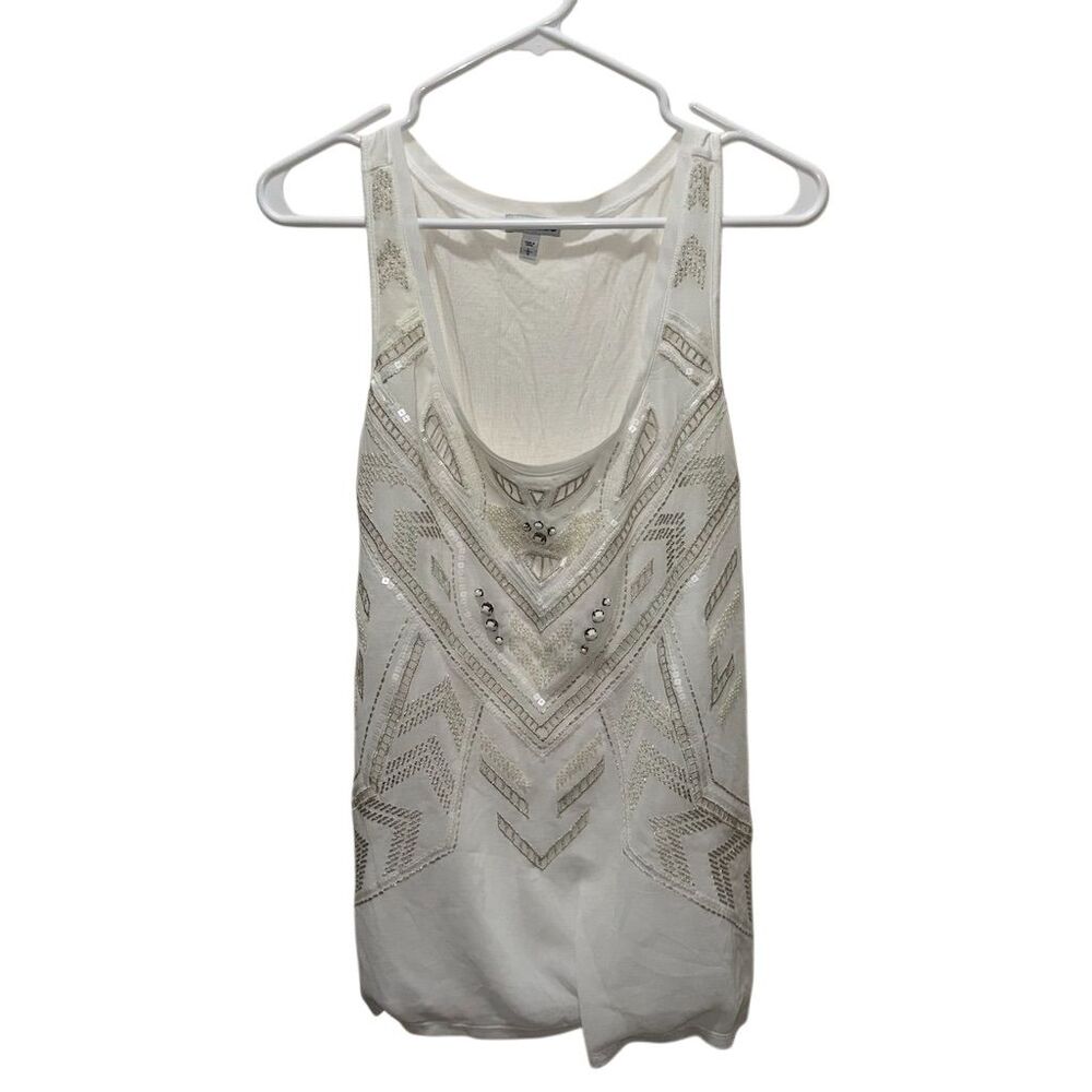 Express Women's‎ Beaded Tank Top White Size L